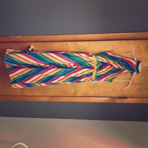 Rainbow Stripe Halter Sun Dress